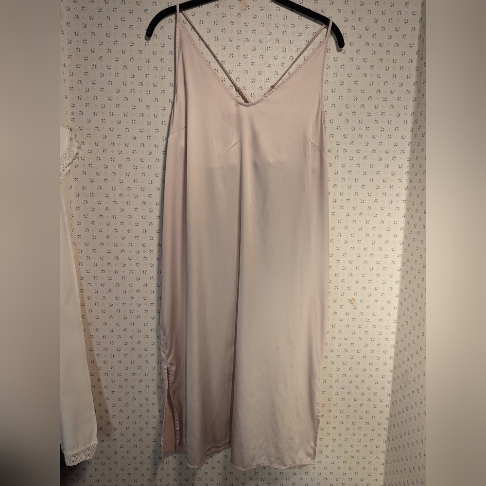 Stars Above Slip Dress Rose Pink Cross Back adjustable strap M Fairy Grunge Soft